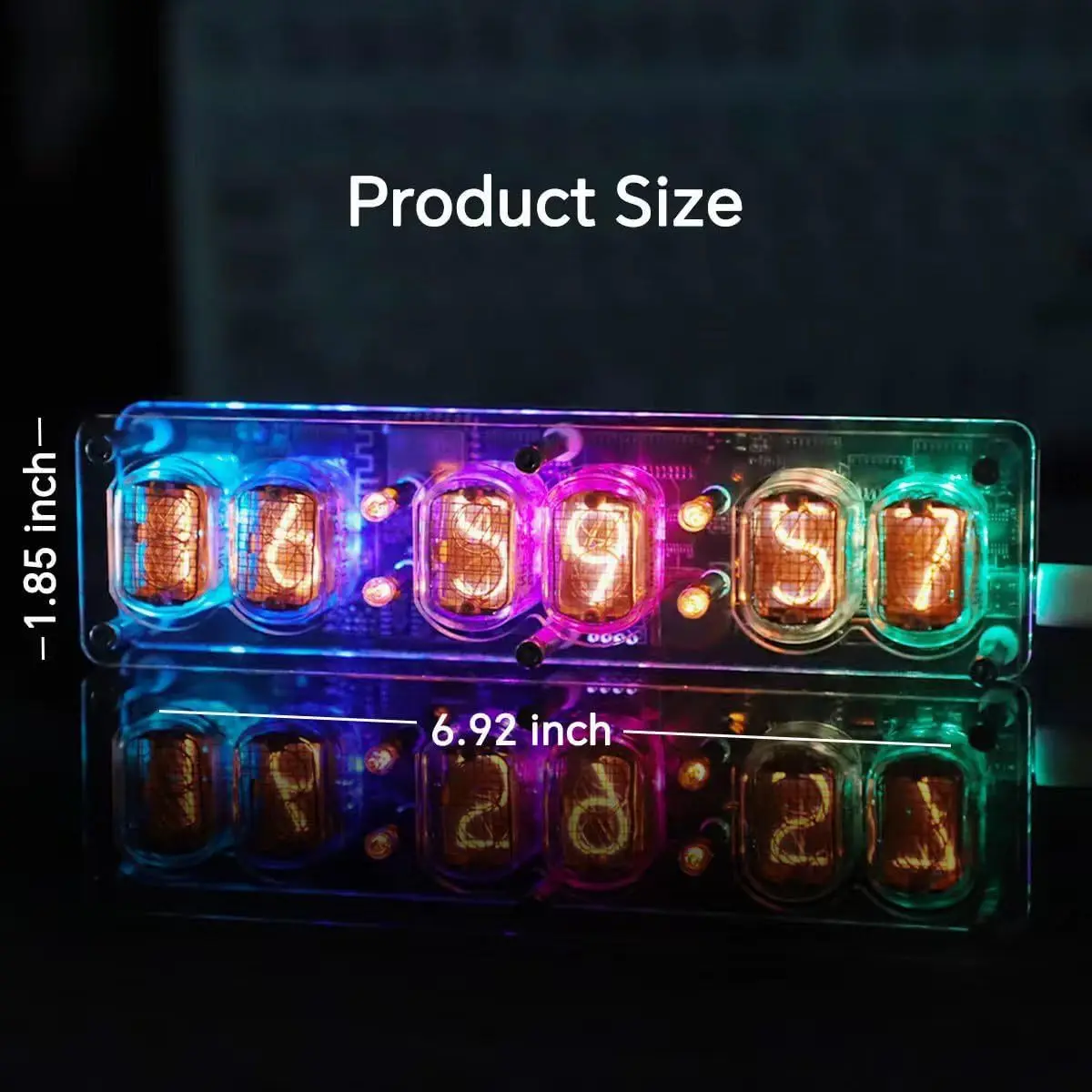 6-bit Glow Tube Clock IN12 Nixie Clock Base with Cool RGB Lights Gift Computer Desktop Accessories Advanced Version DC 5V 4