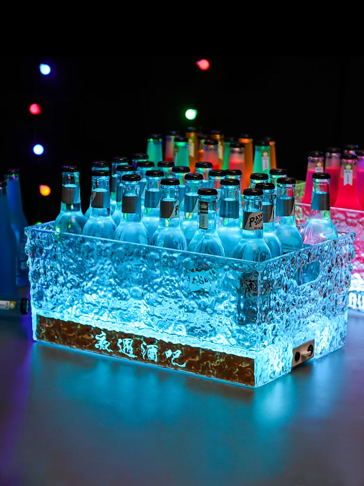 bar KTV luminous ice bucket acrylic champagne bucket beer frame ice grain beer LED ingot