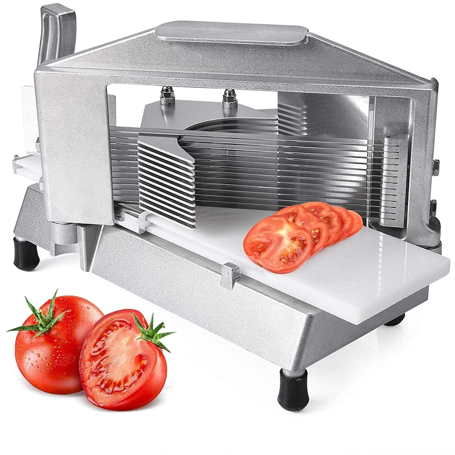Commercial Tomato Slicer 3/16 inch Heavy Duty Tomato Slicer Tomato Cutter  with Built-in Cutting Board for Restaurant or Home Use