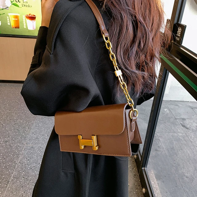 New Fashion Women's Bag Simple Solid Color Single Shoulder Bag Baguette Bag