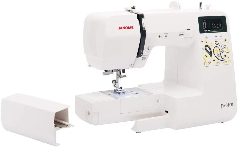 JW8100 Fully-Featured Computerized Sewing Machine with 100 Stitches, 7 Buttonholes, Hard Cover, Extension Table and 22 Accessori