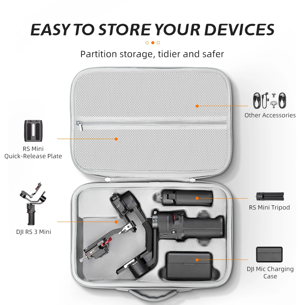 Carrying Case for DJI Ronin RS 3 Mini Storage Box Gimbal Stabilizer Accessories DJI RS 3 Mini PU Splash-proof Shoulder Bag camera accessories action camera accessories handheld gimbal accessories
