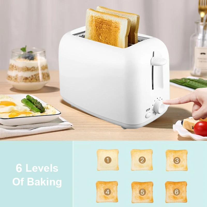 Bread Toaste with Removable Crumb Tray Toasters Cooking Appliances Home 6 Operating Modes 2 Slices Mini Auto Breakfast Toaster