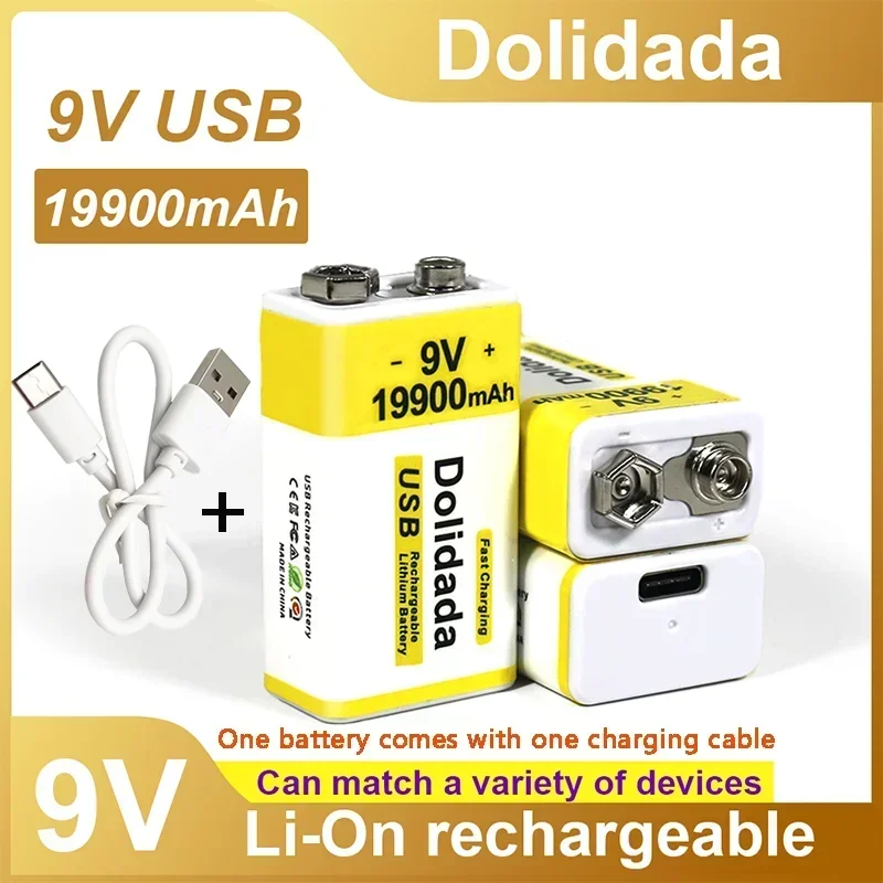 

2023 Best-selling 100%New Original 9V 19900mAh+USB Fast Charging Line LI-ION Rechargeable Battery for Electric Fan Flashlight
