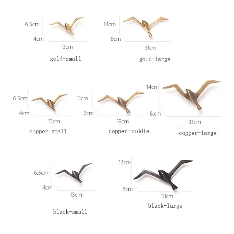 럭셔리 순수 구리 갈매기 조각상 벽걸이 금속 새 조각 장식, 레트로 사무실 카페 벽 장식, 홈 데코 선물