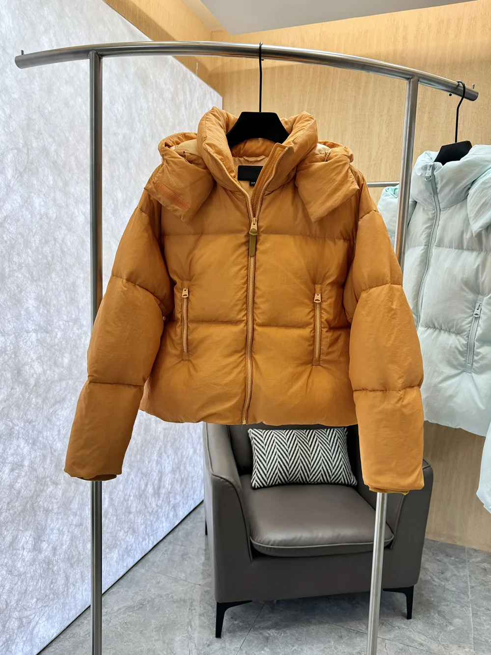 Women Short Down Jacket, Hooded Long-Sleeve Duck Down Coat Lady, Fashion Warm Streetwear Clothing, Winter