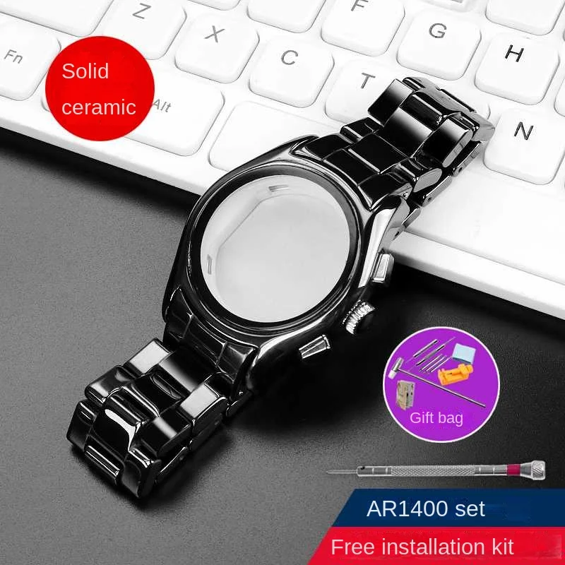 Premium Ceramic Watchband with Folding Buckle - Men's Strap 22mm/24mm