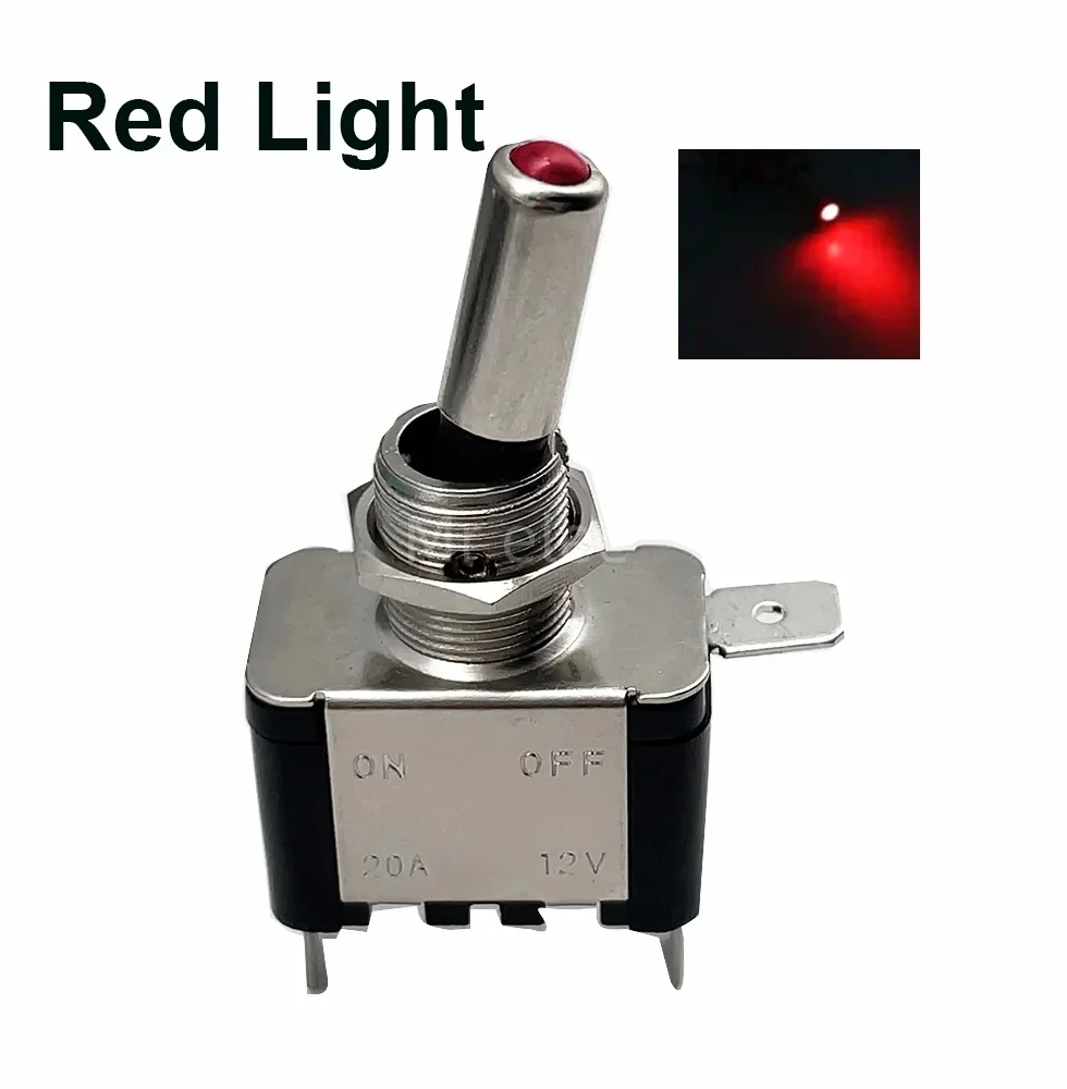 Description Picture 2 of item12V 20A RED SPST Toggle Rocker Switch LED Switch With Protective Cover Car Auto Cover LED Light Toggle Switch Control On/Off