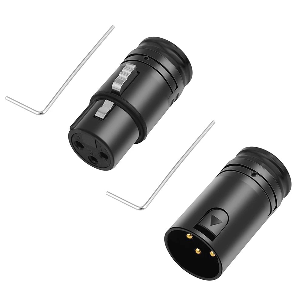 Male/Female Professional XLR Adapter with Wrench XLR Audio Gold Plated Connector Plug 90 Degree Right Angle for Microphone Mixer