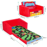 Kids Sofas Childrens Sofa Bed Babys Upholstered Couch Sleepover Chair Flipout Open ReclinerRed Fire Truck 2