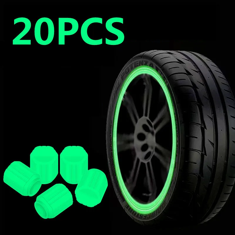 Tire Valve Caps Luminous Fluorescent Red Night Glowing Car Motorcycle Bicycle Wheel Styling Universal Cap Decor 1PC/4PC/20PC