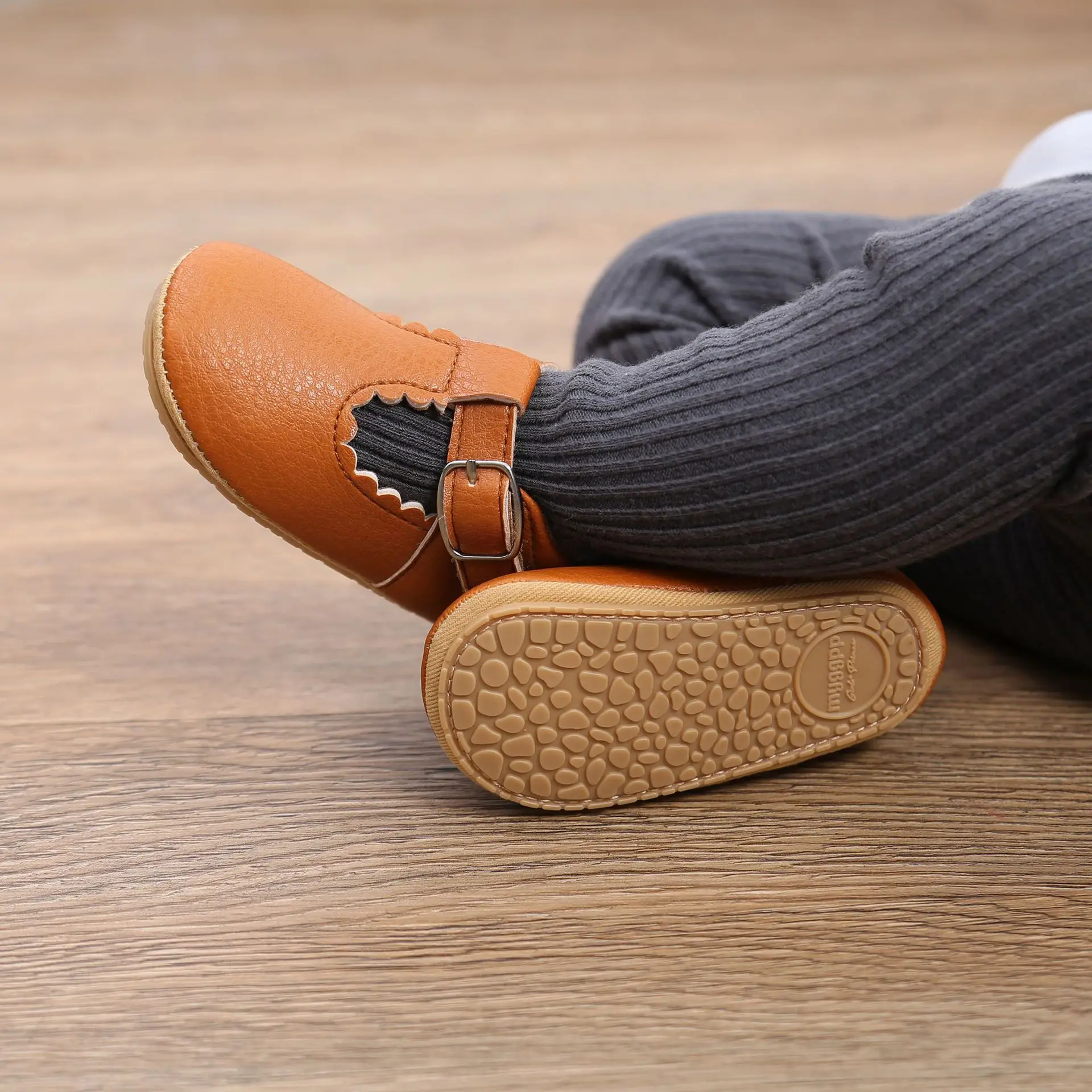 KIDSUN Newborn Baby Shoes Stripe PU Leather Boy Girl Shoes  Toddler Rubber Sole Anti-slip First Walkers Infant Moccasins 5