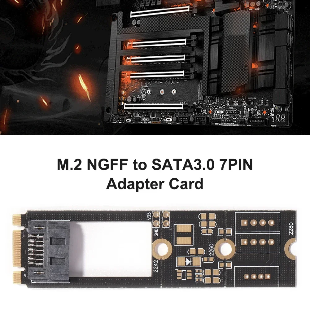 M.2 SATA Adapter M.2 NGFF to SATA3.0 7 Pin Converter Adapter M2 B-M Key to SATA3.0 Card for 2242 2260 2280 SDD Connector