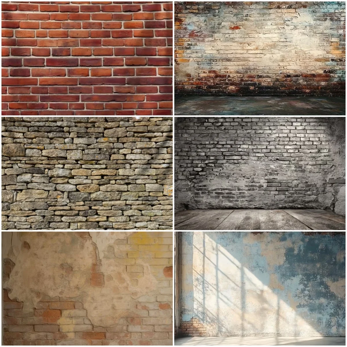 Retro Industrieller Roter Ziegelstein Strukturierter Wand-Fotohintergrund Realistischer Ländlicher Ziegel- und Steinmauer-Party-Dekorationshintergrund – Detail 1