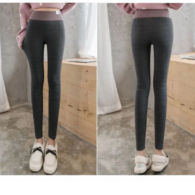 Autumn and Winter Women's Color Blocking High Waist Elastic Classic Leggings Pants Thick Fashion Casual Commute Trousers