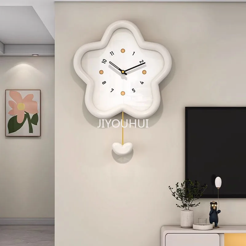 

Aesthetic Art Wall Clock Modern Design Luxury Wood White Silent Unusual Wall Clock Stylish Horloge Murale Bed Room Decoration