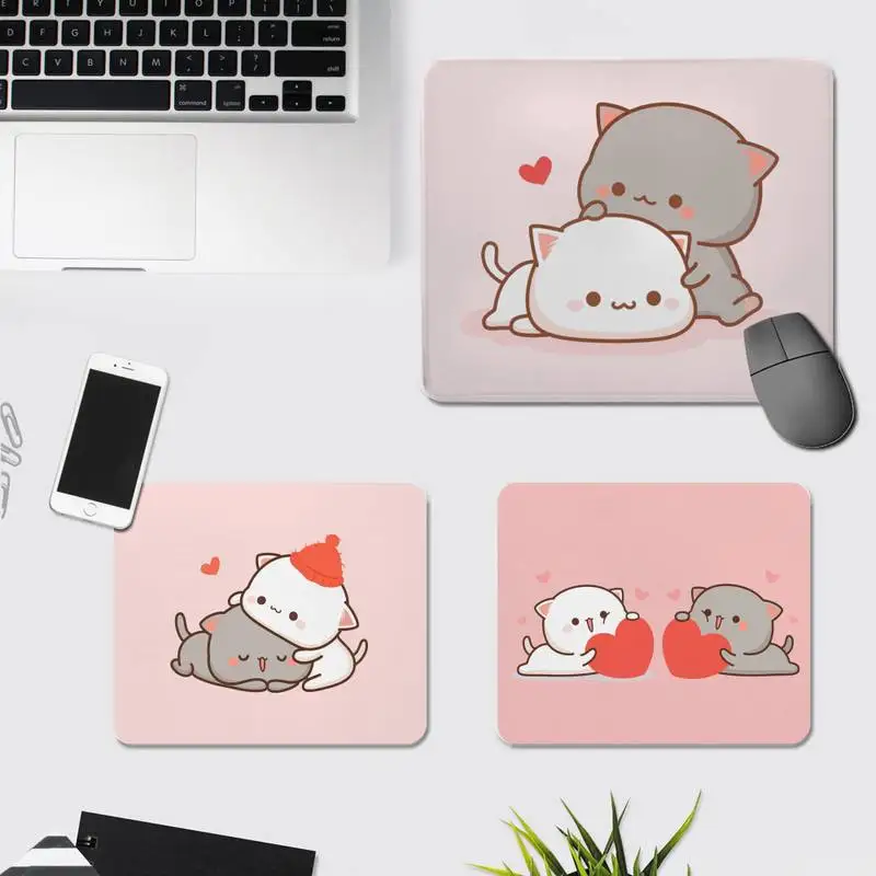 

Small Peach Mochi Cat Mouse Pad Kawaii Gaming Accessories Laptop Desk Mat PC Teclado Gamer Tapis De Souris Girl Gift Mousepad