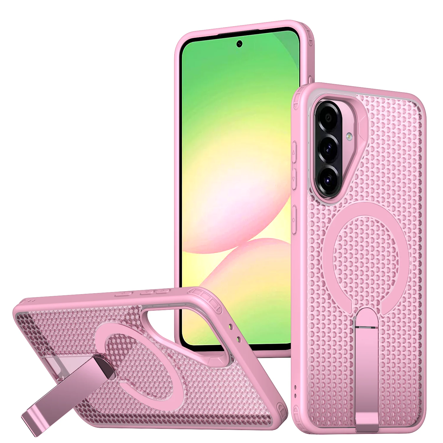 Heat Dissipation Breathable Magnetic Wireless Charging Phone Case with Holder