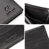 KAVIS 100% Genuine Leather Short Purse Business RFID Protect Credit Card Holder Clutch For Men With Anti-theft Chain Wallet 6