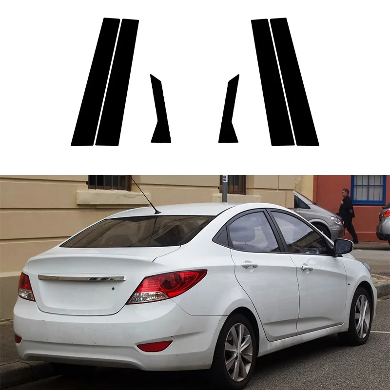 Pillar Posts Window Door Moulding Trims Cover Sticker Decal Glossy Black Fit For Hyundai Accent Verna 5-door Hatchback 2011-2018