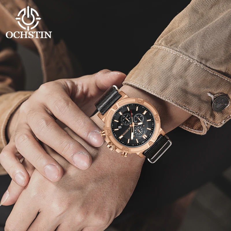 OCHSTIN new creative nylon series watch watch multifunction quartz movement watch 2024 fashion trend men's quartz watches