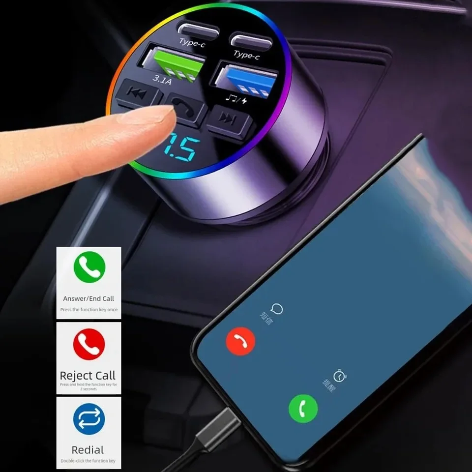 รูปสินค้า เครื่องส่งสัญญาณ FM บลูทูธ 5.0 สำหรับรถยนต์