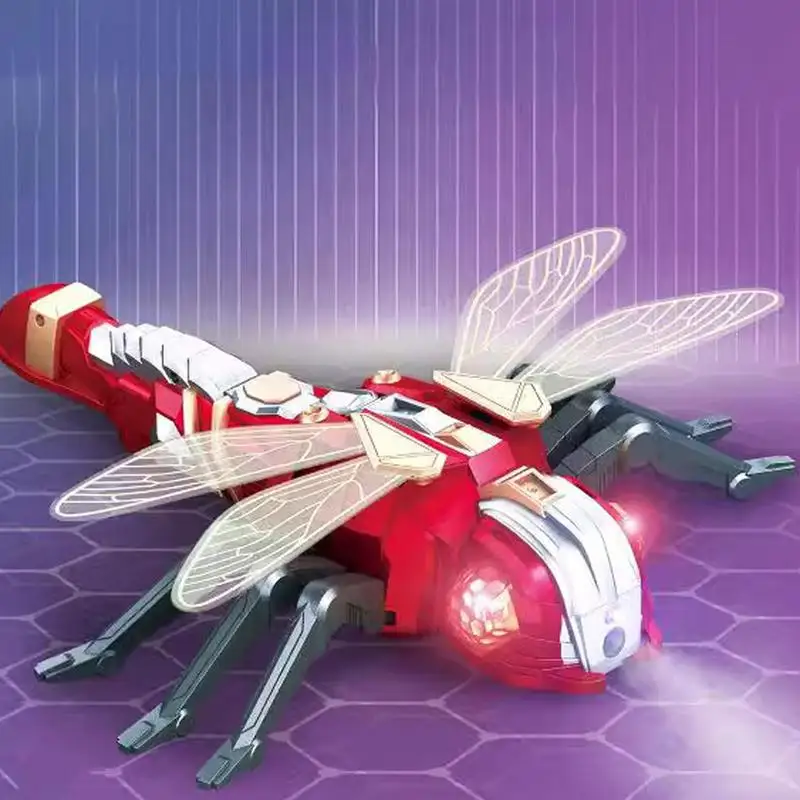 Remote Control Dragonfly 2.4 Ghz Smart Dragonfly RC Toy Robot Dragonfly With Spray And LED Lights RC Realistic Musical Bot For 3