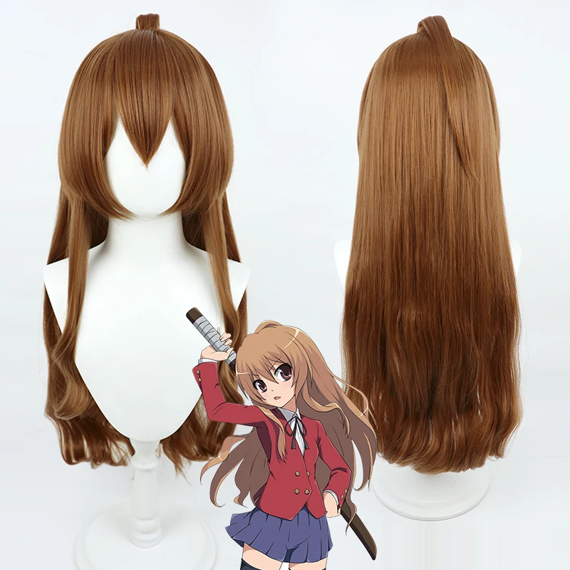 

TIGER DRAGON Toradora! Aisaka Taiga Cosplay Wig 80cm Long Brown Wavy Heat Resistant Synthetic Hair Halloween Role Play Party