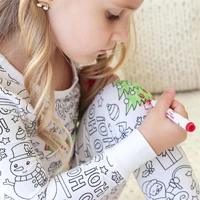 Colorable Two Piece Pajama Set for Children Boys Girls Color Your Own Handcraft Pyjamas Kids DIY Coloring Kit for Pajama Party 4
