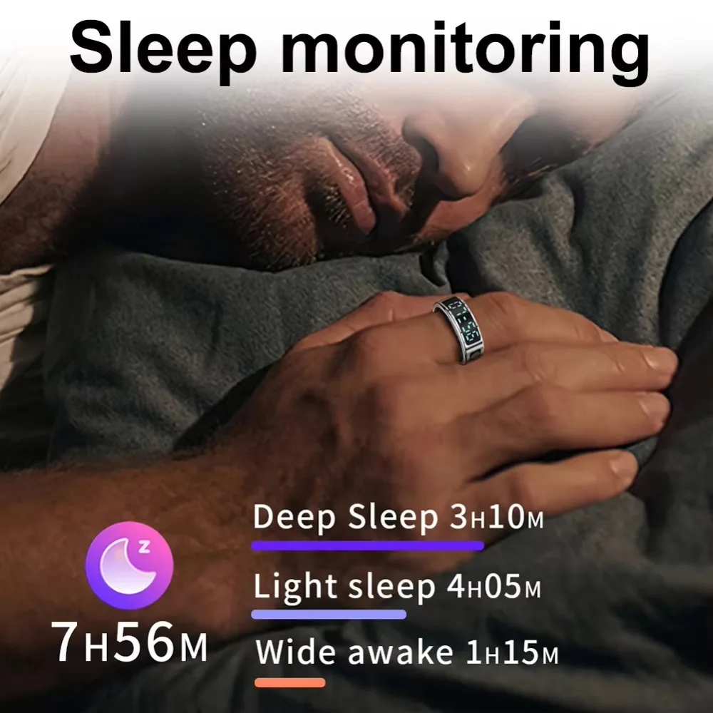 Waterproof Bluetooth Smart Ring for Men and Women with Heart Rate Monitoring