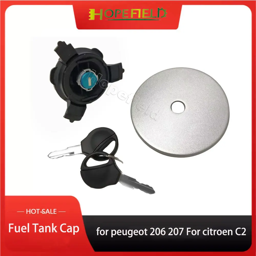 Fuel Tank Cover Car Fuel Tank Cap fuel tank lock cylinder key Gas Oil Filler Flap Cover for peugeot 206 207 1998-2006 For citroen C2 accessories