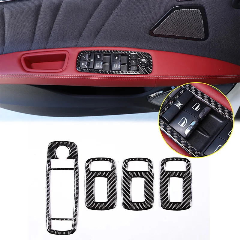 Per Maserati Ghibli Per Maserati Quattroporte 2014-2022 Morbida Fibra Di Carbonio Auto Vetro Ascensore Cornice Decorazione Accessori Adesivi