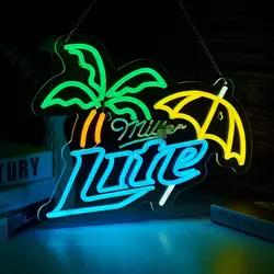 Lite Beer LED Neon Sign - USB Powered Dimmable Light for Wall Decor, Bedroom, Pub, Store, Party, Birthday, Handmade Art Gift (35x28cm)