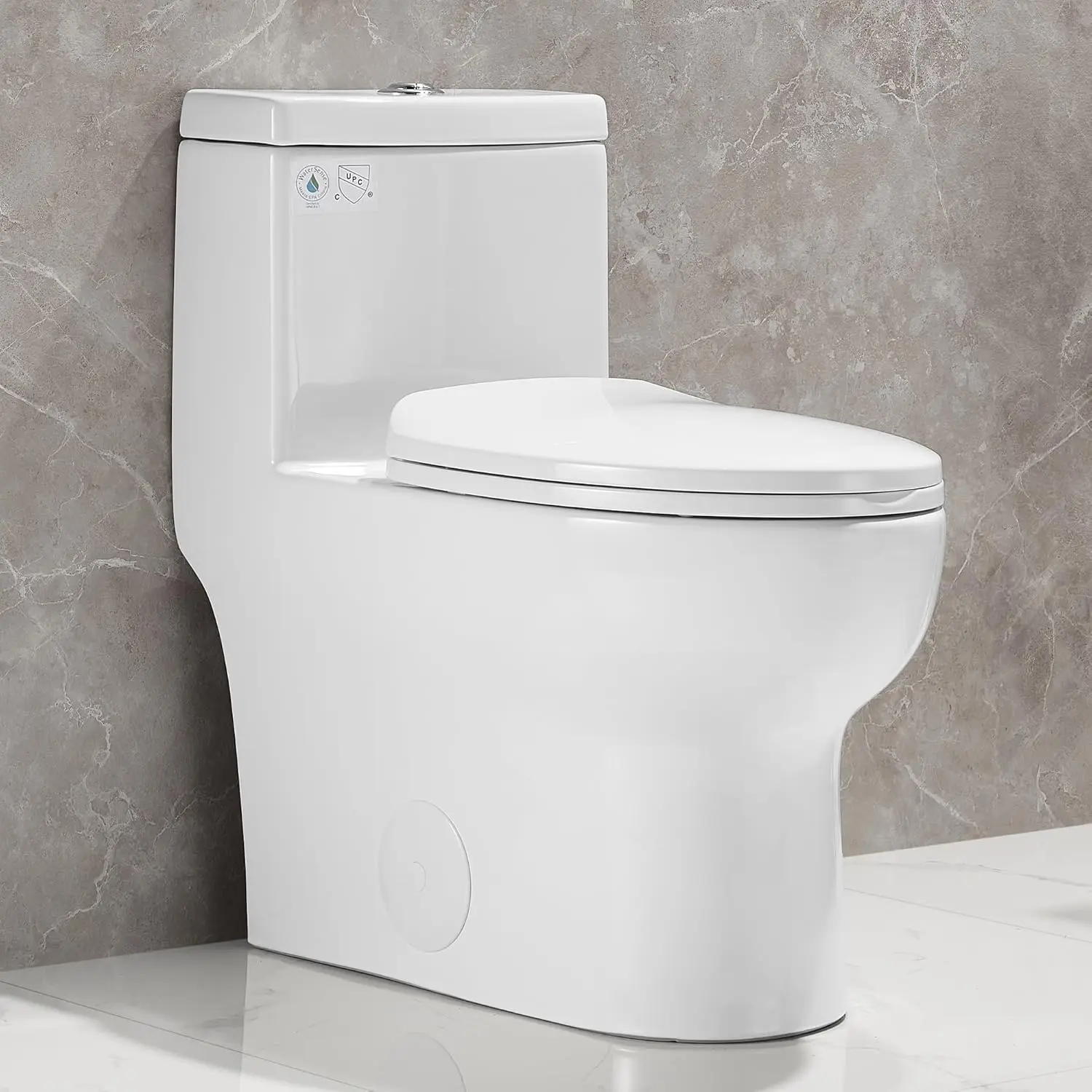 Elongated One Piece Toilet Dual Flush Toilet Comfortable Seat Height Powerful Quiet Modern Standard Toilet
