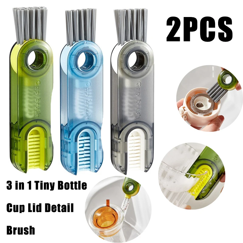 3 In 1 Tiny Bottle Cup Cover Brush Straw Cleaner Tools Multi