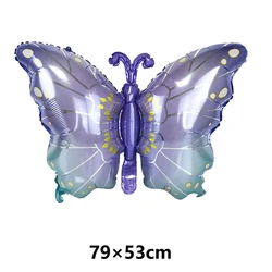 Elegant Purple & Pink Butterfly Cake Toppers with Party Tableware Set (Black)