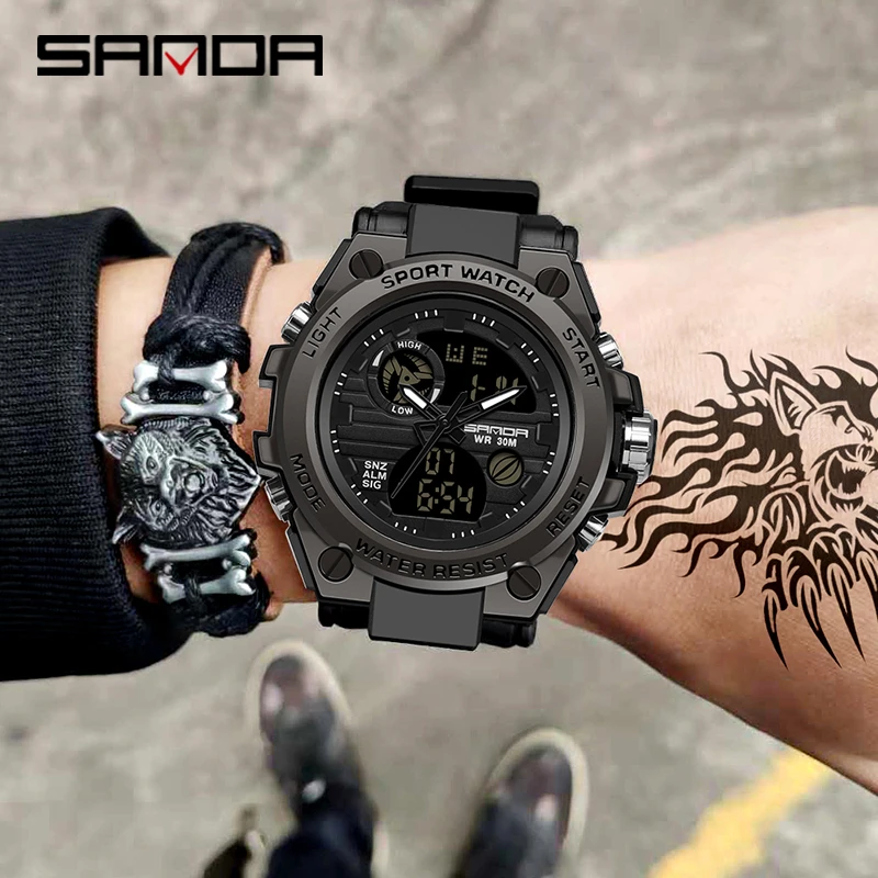 

SANDA Men's Sports Watches Top Brand Luxury Military Quartz Watch Men Waterproof S Shock Male Clock Waterproof Electronic Watch
