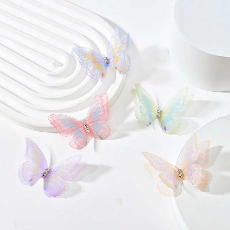 5cm 20pcs 3D Butterfly Appliqué Mesh Patch for DIY Crafts and Decorations