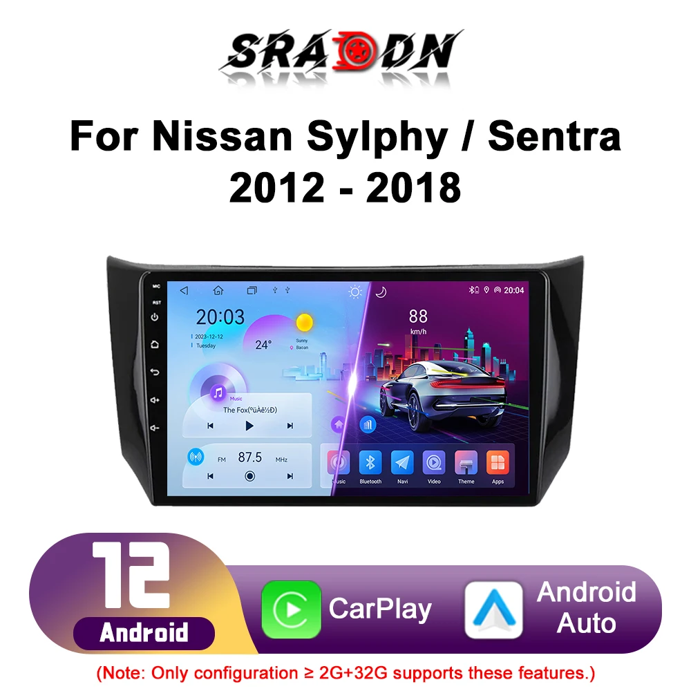 

For Nissan Sylphy B17 Sentra 2012-2018 Car Radio Android Automotive Multimedia Player GPS Navigation Carplay Screen Auto Stereo