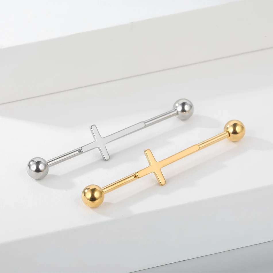 Barbell Piercing Industriel/échafaudage 14g (1.6mm) Acier Chirurgical 316L - Longueur 35/51mm, Sans Nickel