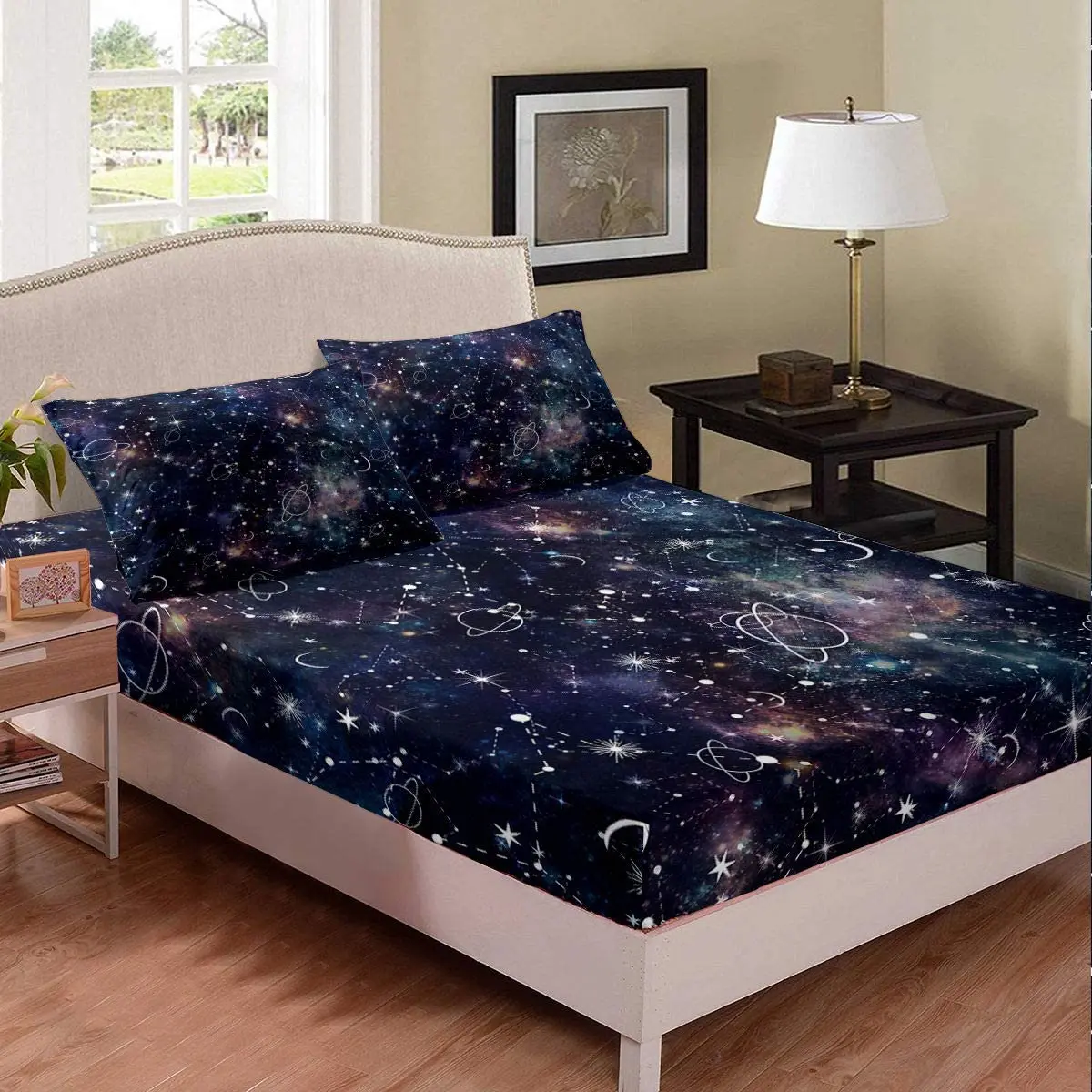 FUYEUN Juego De Sábanas De Galaxia Azul: Juego De Ropa De Cama Espacial  Tamaño Matrimonial/queen, image size:1200x1200