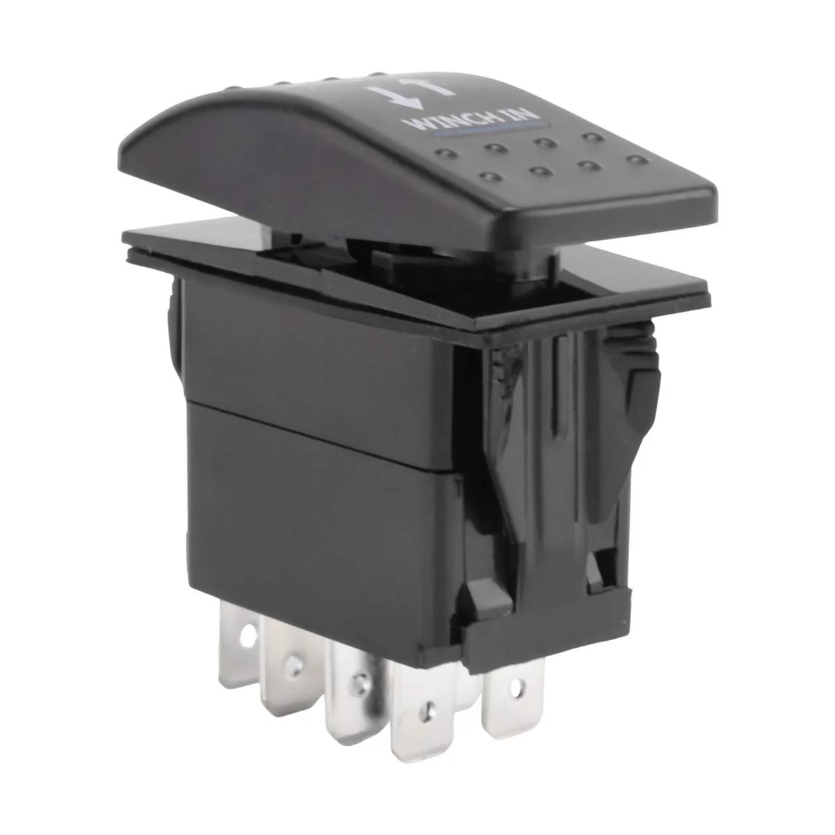 12V 20A Winch In Winch Out ON-OFF-ON Rocker Switch 7 Pin LED blue