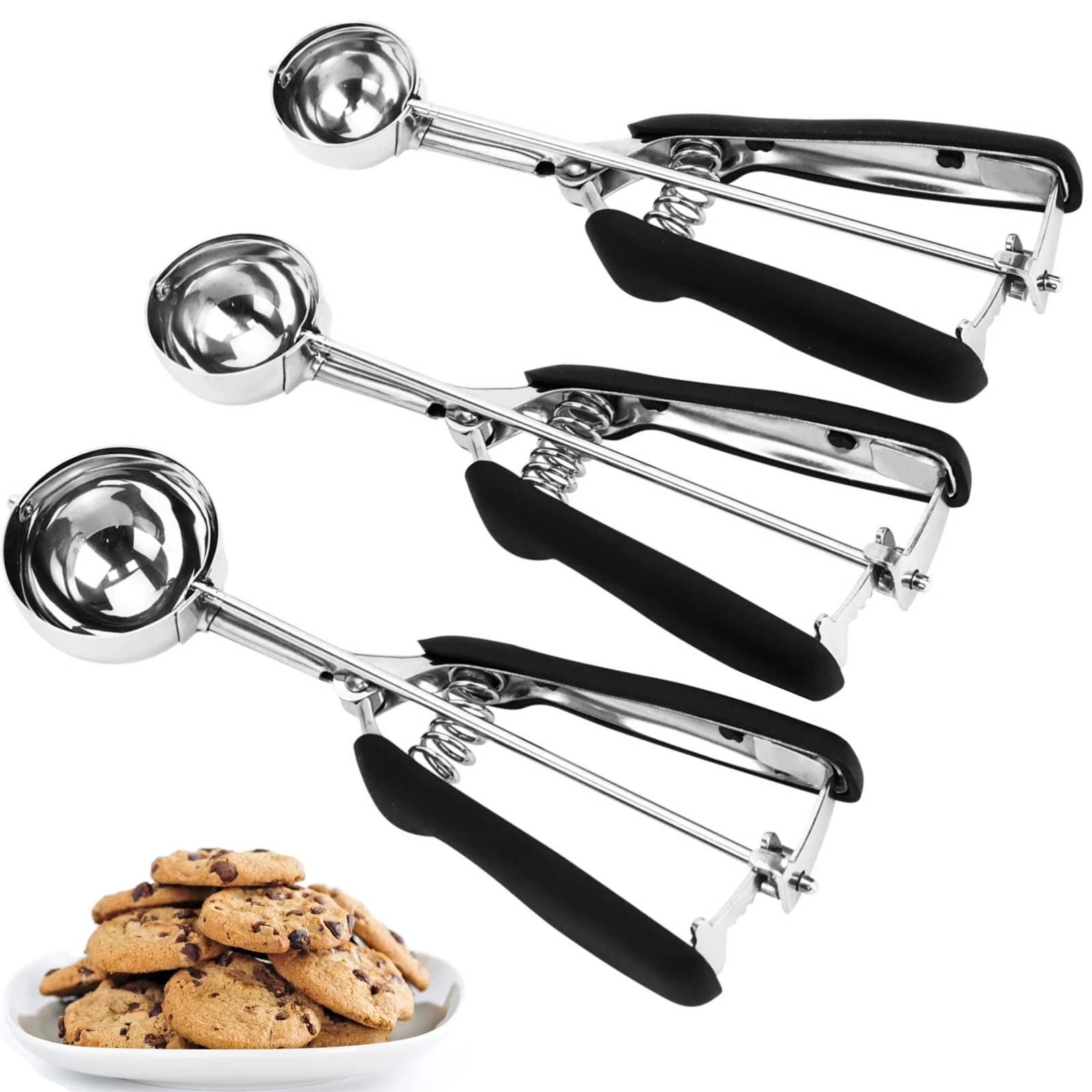 1Pc Ice Cream Scoop, Cookie Scoops for Baking, 18/8 Stainless Steel