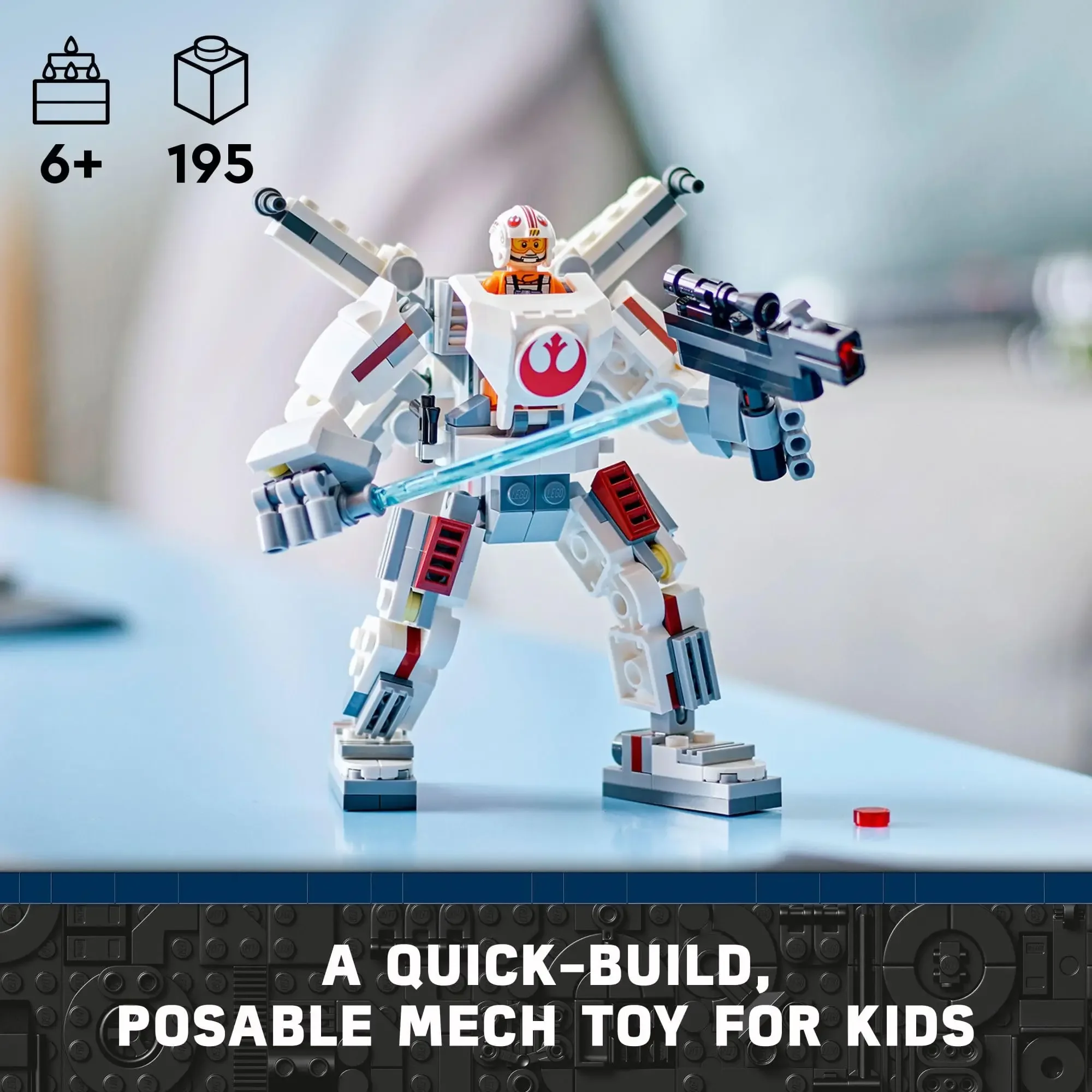 LEGO Star Wars Luke Skywalker X-Wing Mech with Luke Skywalker Toy Building Set for Kids Ages 6+ Birthday Gift 75390 195 Pieces - Bilde 5