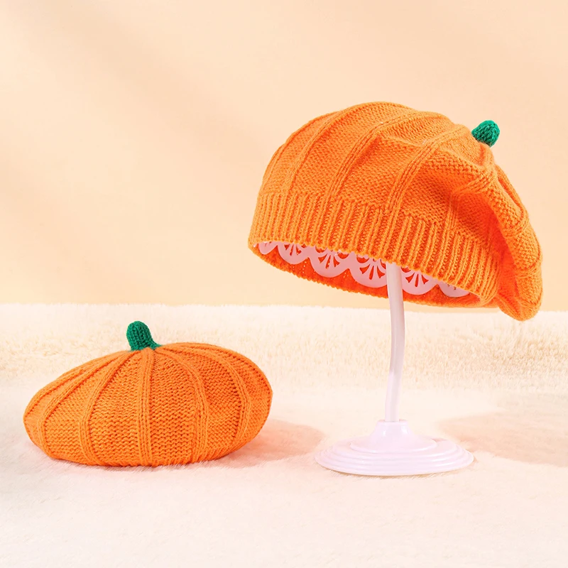 

Halloween Decoration Pumpkin Beret Hat 2023 Autumn And Winter Parent-Child Knitted Hat Warm Belle Knit Hat Halloween Party Hats