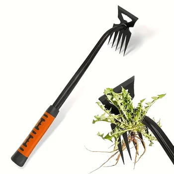 Heavy-Duty Aluminum Weeder, Effortlessly Remove Roots. Ergonomic Handle for Garden & Farm Use.