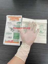 Medispo deproteinization(1pair)powder free texture/rough rubber rolled edge hypoallergenic semi transparent, about 30cm in leng