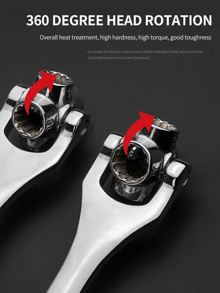 Ratchet Wrench Set Socket Wrench Set Multi Purpose Tool Universal Wrench 8 in 1 Tools Socket Works Universal Ratchet Spline Bolts Sleeve Rotation Hand Tools 360 Degree Tiger Wrench