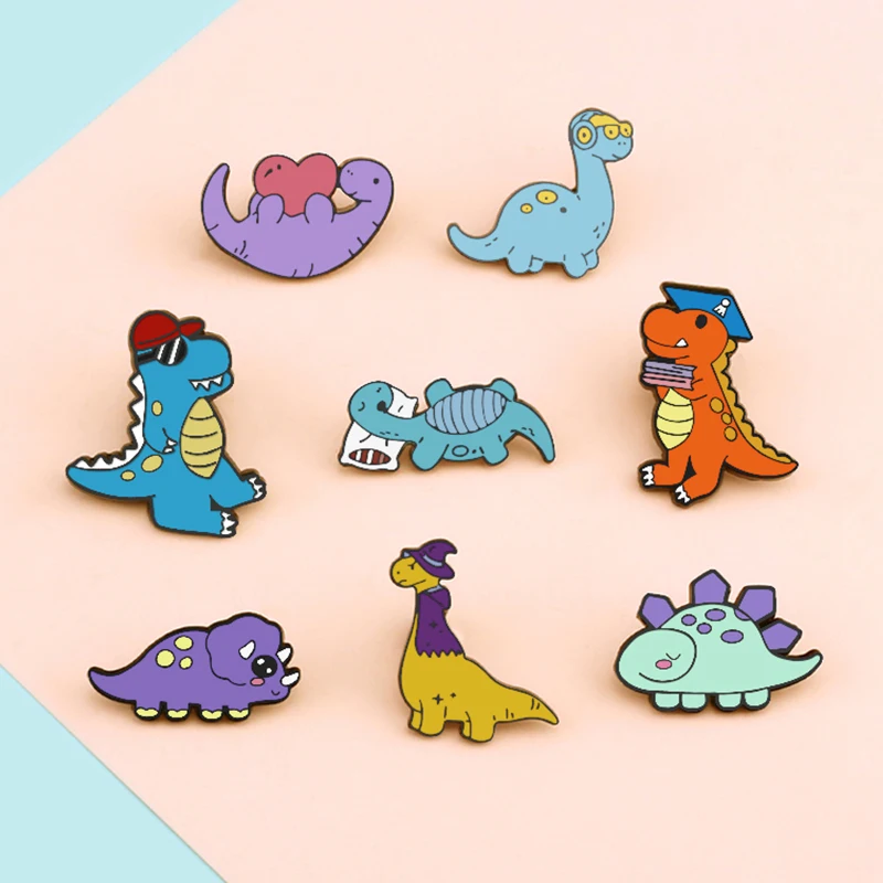 Funny Dinosaur Park Smalto Pin S Cute Giant Animal Tyrannosaurus Spilla Per Bambini Amici Cartoon Badge Bag Spilla Regalo Gioielli