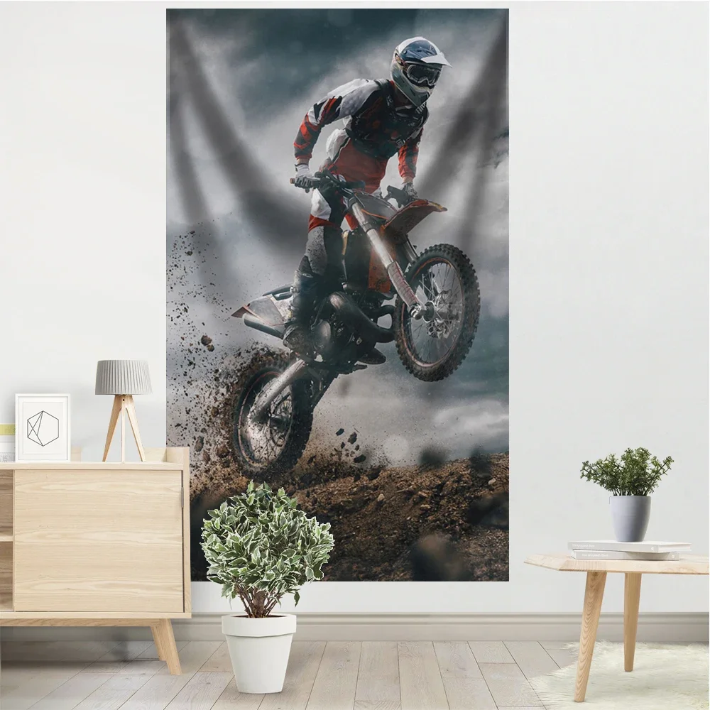 

Летающий гобелен для мотоцикла, гонки, приключения, острые ощущения, экстремальные виды спорта, комната, украшение на стену